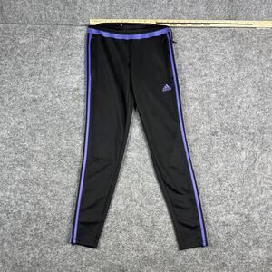 Adidas Track Pants Womens Size S Black Purple Stripe Athletic Jogger Logo